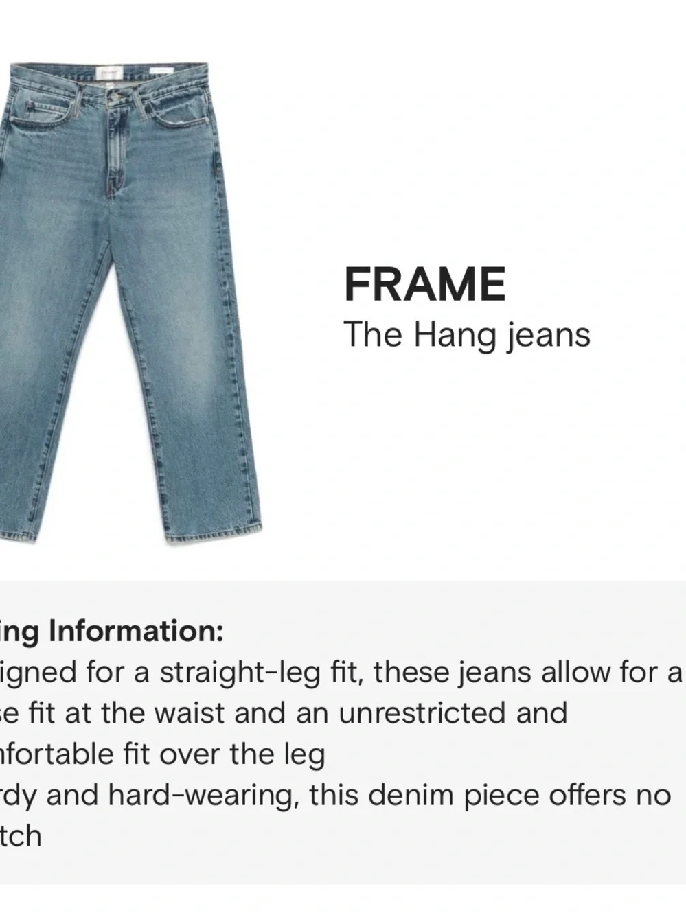 Frame The Hang Straight leg Jeans denim